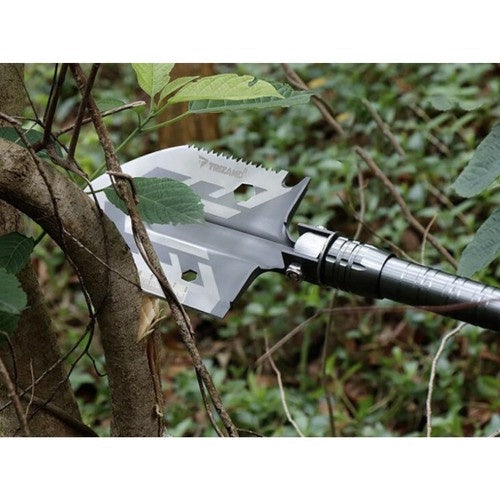 Fällbar multiverktygsspade 16-i-1 med 2 nylonfodral, aluminium/rostfritt