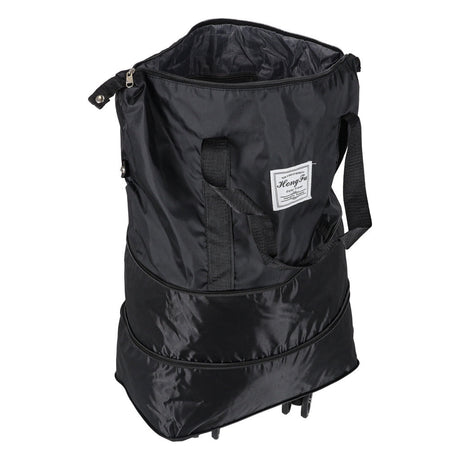 Fällbar resväska 50L vattentålig polyester Oxford svart 360° hjul