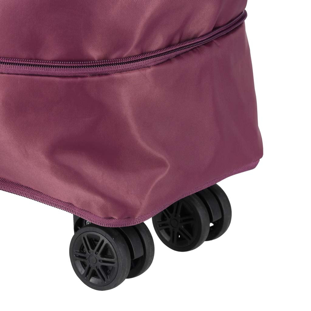 Fällbar resväska med hjul 50L vattentålig Oxford-polyester lila