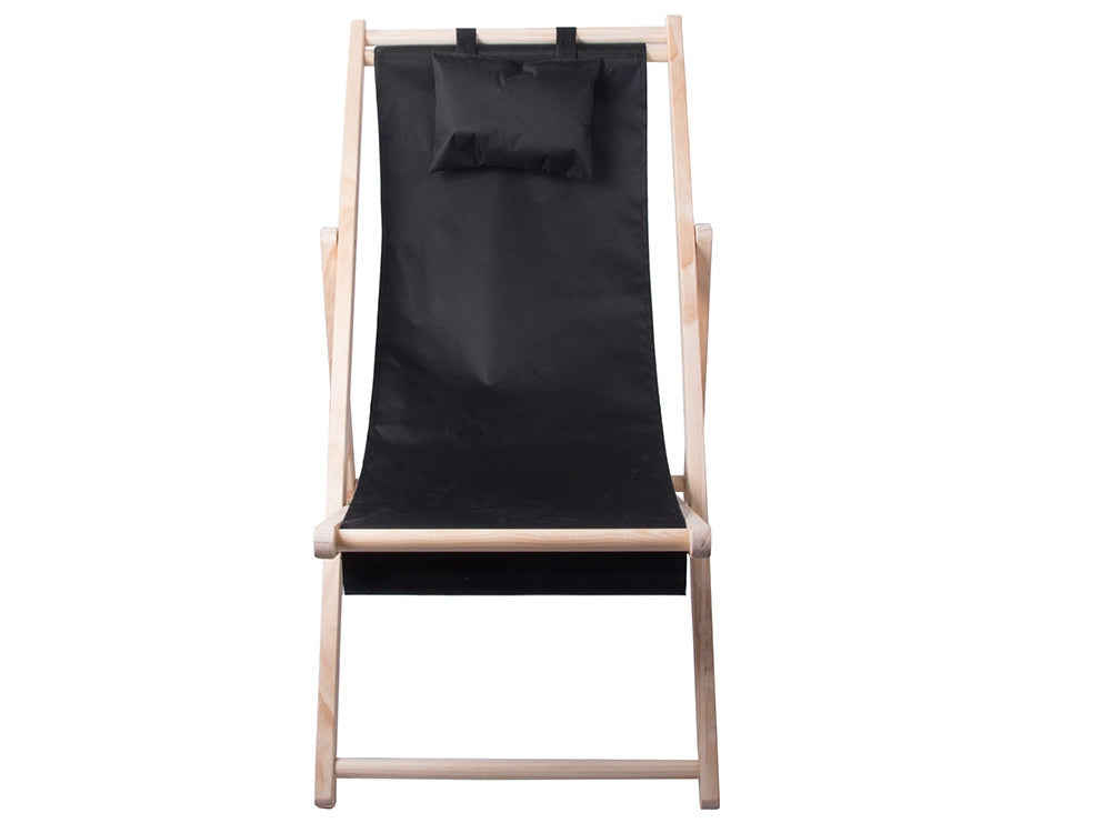 Fällbar solstol i trä med dyna och huvudkudde 4 lägen 122 cm