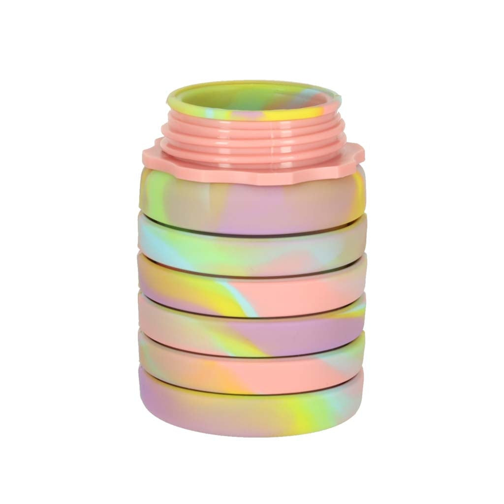 Fällbar vattenflaska 500 ml (250 ml hopfälld) BPA-fri silikon rosa/gul/lila