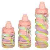 Fällbar vattenflaska 500 ml (250 ml hopfälld) BPA-fri silikon rosa/gul/lila