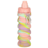 Fällbar vattenflaska 500 ml (250 ml hopfälld) BPA-fri silikon rosa/gul/lila