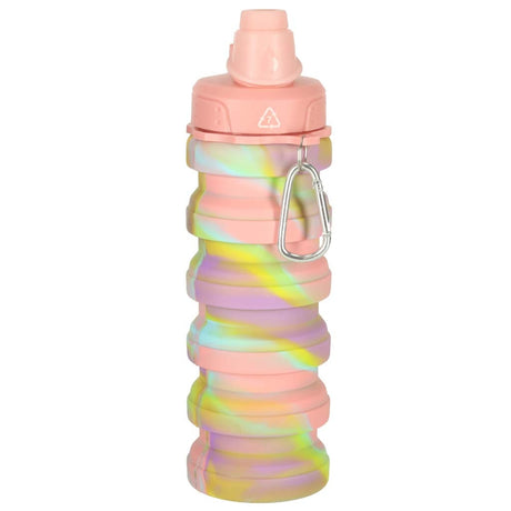 Fällbar vattenflaska 500 ml (250 ml hopfälld) BPA-fri silikon rosa/gul/lila