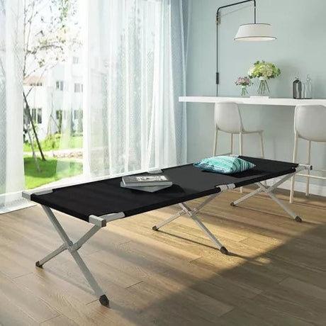 Fällsäng camping 189x70 cm 110 kg med transportväska svart