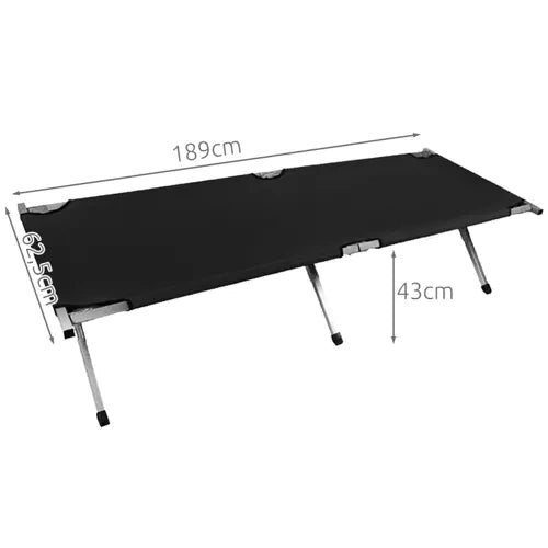 Fällsäng camping 189x70 cm 110 kg med transportväska svart