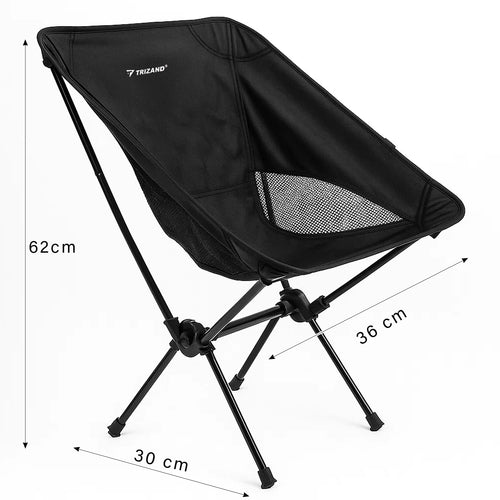 Fällstol campingstol svart 120 kg med transportväska, Oxford 600D