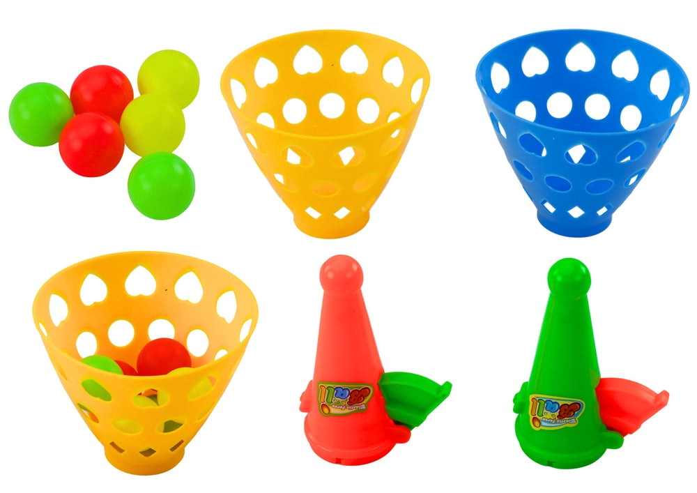 Fångstbollspel med 2 fångstkorgar och 6 bollar för barn 3+