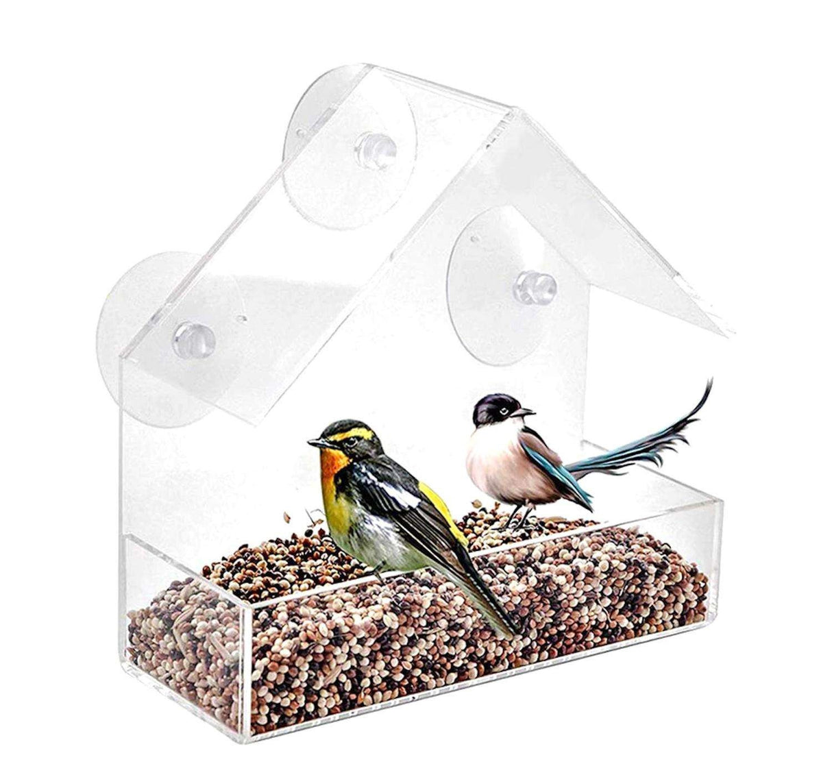 Fönsterfågelmatare transparent med sugkoppar 225 ml 15x6x15 cm