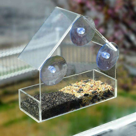 Fönsterfågelmatare transparent med sugkoppar 225 ml 15x6x15 cm