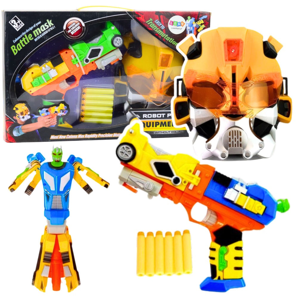 Foam dart gun leksak 2-i-1 robot med mask, 6 skumdart