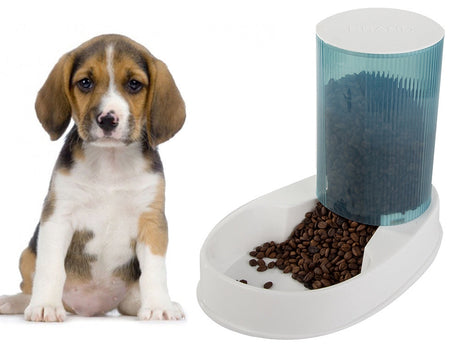 Foderautomat hund/katt för torrfoder 2,5 L blå/rosa