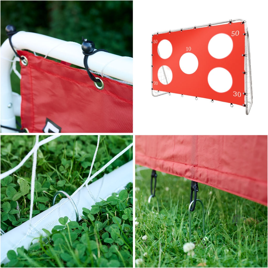 Fotbollsmål 213x152 cm med träffmatta 5 hål, galvaniserat stål