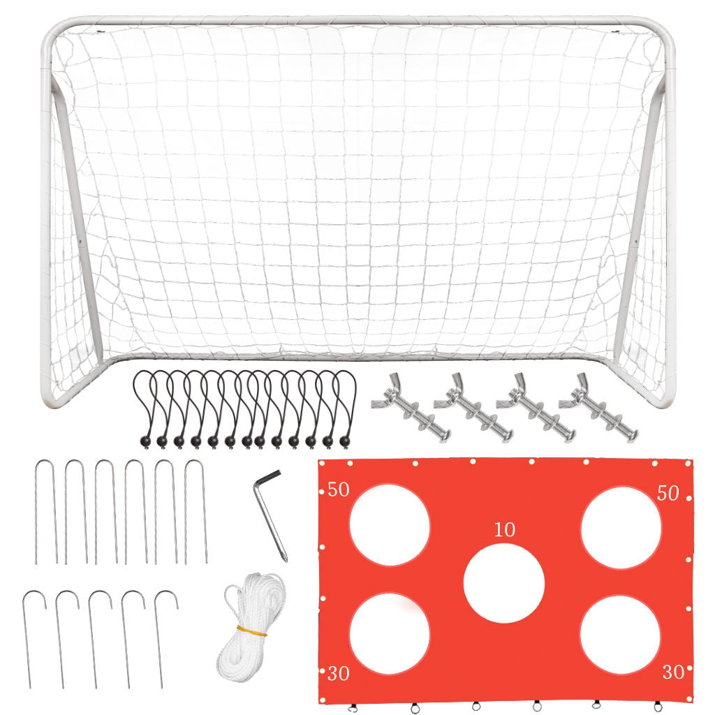 Fotbollsmål 213x152 cm med träffmatta 5 hål, galvaniserat stål