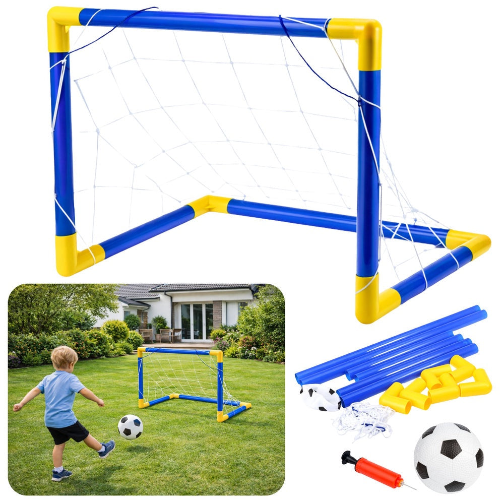 Fotbollsmål för barn 62x41 cm med boll och pump, plast/nät