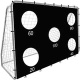 Fotbollsmål i stål 240x170 cm med nät och måltavla, vit/svart