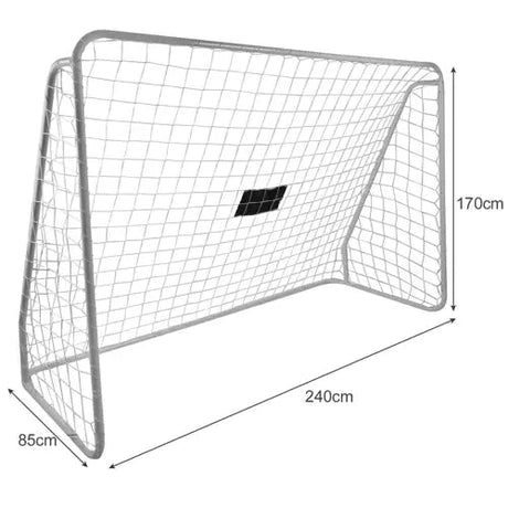 Fotbollsmål i stål 240x170 cm med nät och måltavla, vit/svart