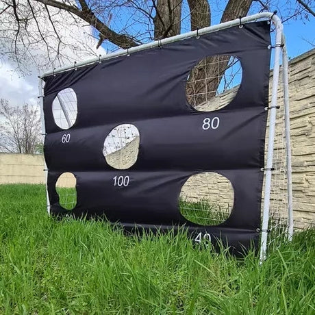 Fotbollsmål i stål 240x170 cm med nät och måltavla, vit/svart