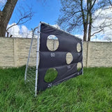Fotbollsmål i stål 240x170 cm med nät och måltavla, vit/svart