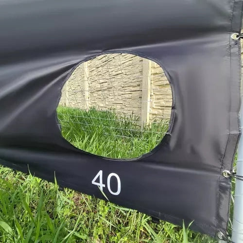 Fotbollsmål i stål 240x170 cm med nät och måltavla, vit/svart