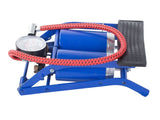 Fotpump dubbelcylinder med manometer 100 PSI/7 bar inkl 2 adaptrar