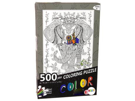 Färgläggningspussel 500 bitar Elefant 70x50 cm inkl 6 färgpennor