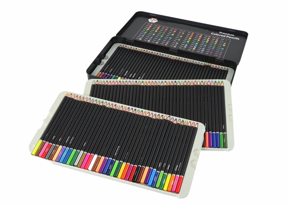 Färgpennor/kritor 120-pack i metallåda, CE/EN71, från 3 år