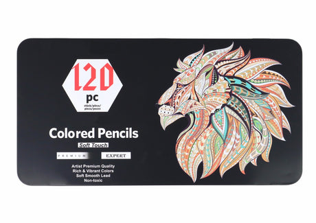 Färgpennor/kritor 120-pack i metallåda, CE/EN71, från 3 år