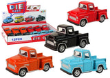 Friktionsdriven leksaksbil pickup 7,5 cm med gummidäck, 12-pack, färgval