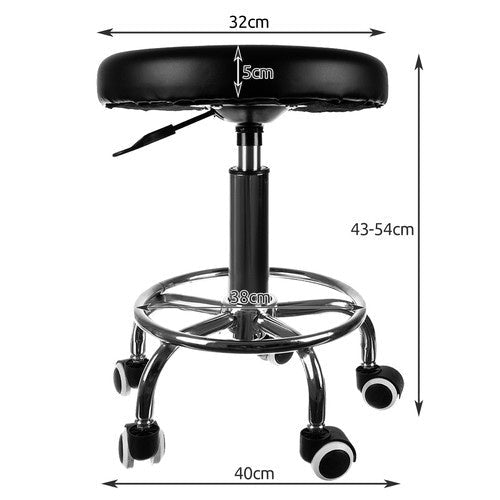 Frisörpall med fotstöd, höjdjusterbar 43-54 cm, PU-läder