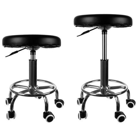 Frisörpall med fotstöd, höjdjusterbar 43-54 cm, PU-läder