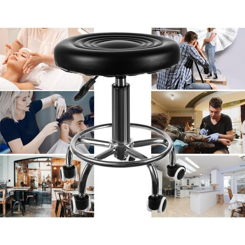 Frisörpall med fotstöd, höjdjusterbar 43-54 cm, PU-läder