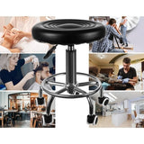 Frisörpall med fotstöd, höjdjusterbar 43-54 cm, PU-läder