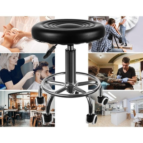 Frisörpall med fotstöd, höjdjusterbar 43-54 cm, PU-läder