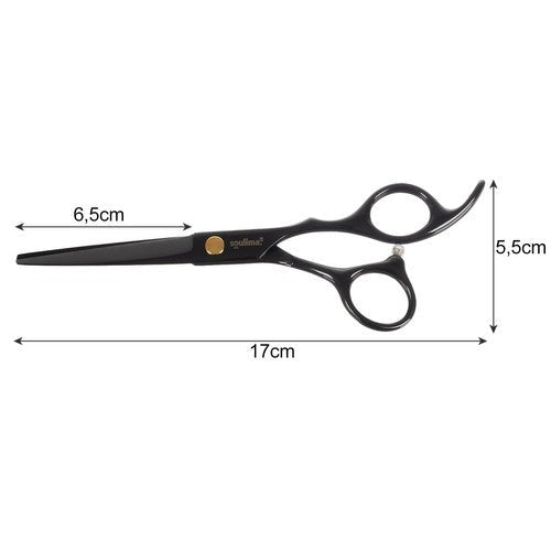 Frisörsax ergonomisk högerhänt 17 cm svart rostfritt stål