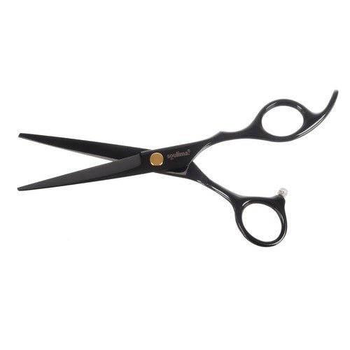 Frisörsax ergonomisk högerhänt 17 cm svart rostfritt stål