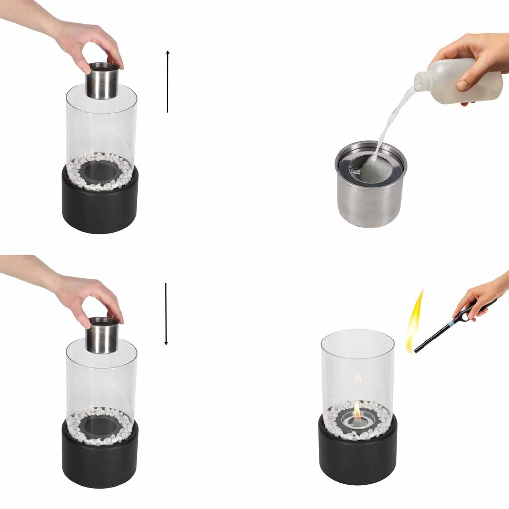 Fristående biokamin biofuel matt svart 27,5 cm med skyddsglas