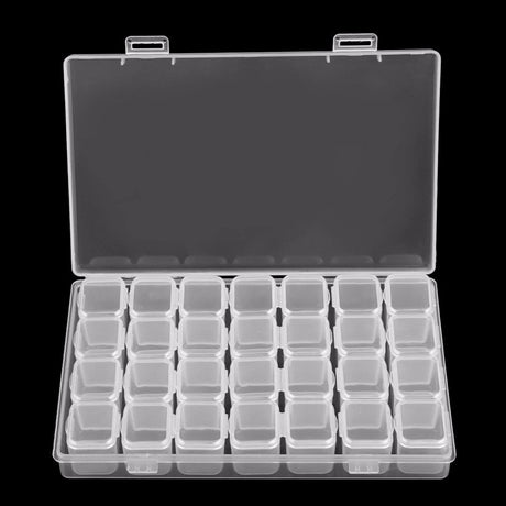 Förvaringsbox med 28 fack i plast 17,5x11x2,5 cm för smycken/piller