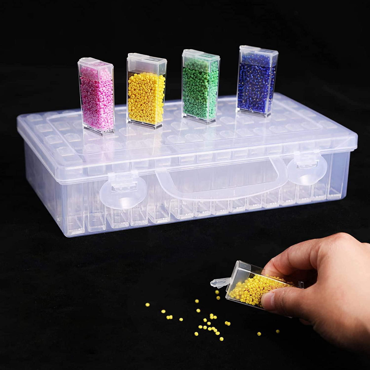 Förvaringsbox med 64 fack i plast 22,5x12,7x5,5 cm transparent