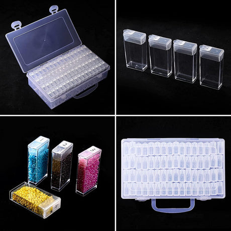 Förvaringsbox med 64 fack i plast 22,5x12,7x5,5 cm transparent