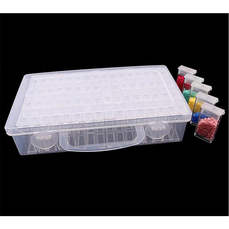 Förvaringsbox med 64 fack i plast 22,5x12,7x5,5 cm transparent