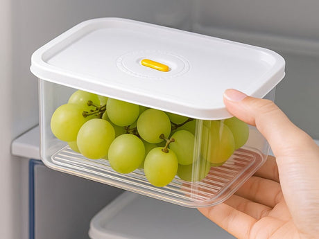 Förvaringsburk matlåda 1 L plast vit med lufttätt lock och datummarkör