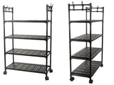 Förvaringshylla med hjul 4 hyllplan + 4 krokar 86x56x26,5 cm
