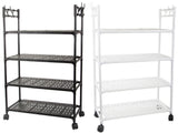 Förvaringshylla med hjul 4 hyllplan + 4 krokar 86x56x26,5 cm