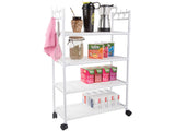 Förvaringshylla med hjul 4 hyllplan + 4 krokar 86x56x26,5 cm