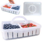 Förvaringslåda med fack och lock 29,5x22x7 cm plast transparent/vit