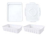 Förvaringslåda med fack och lock 29,5x22x7 cm plast transparent/vit