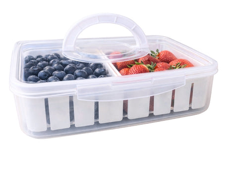 Förvaringslåda med fack och lock 29,5x22x7 cm plast transparent/vit