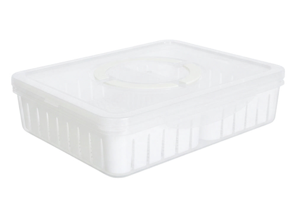 Förvaringslåda med fack och lock 29,5x22x7 cm plast transparent/vit