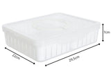 Förvaringslåda med fack och lock 29,5x22x7 cm plast transparent/vit